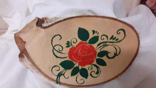 Josie, Rose, rustic log with acrylic.jpeg